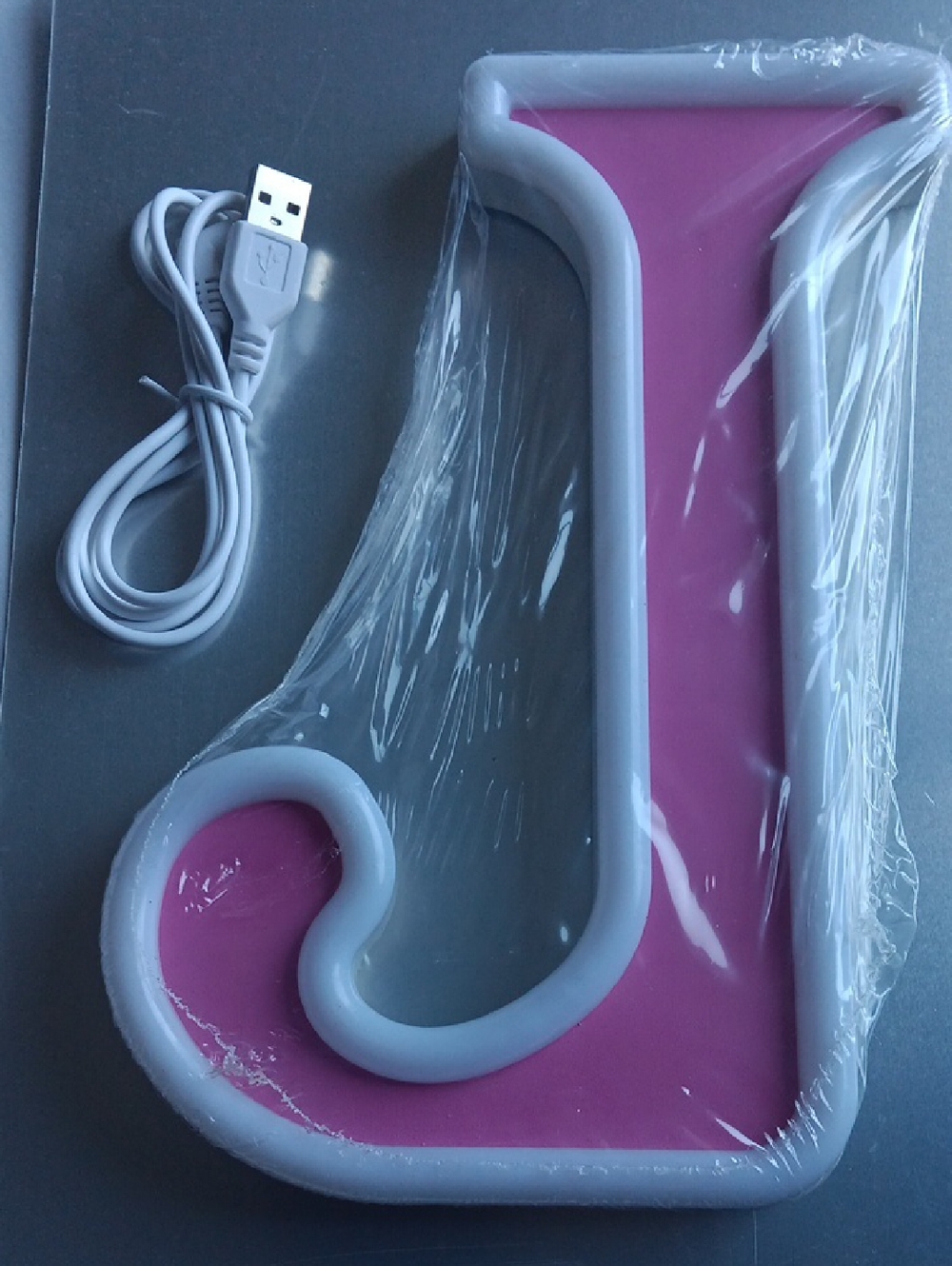 PINK & WHITE LETTER J DECORATIVE LIGHTS UP